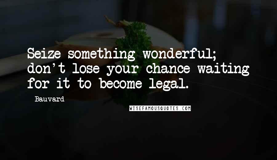 Bauvard Quotes: Seize something wonderful; don't lose your chance waiting for it to become legal.