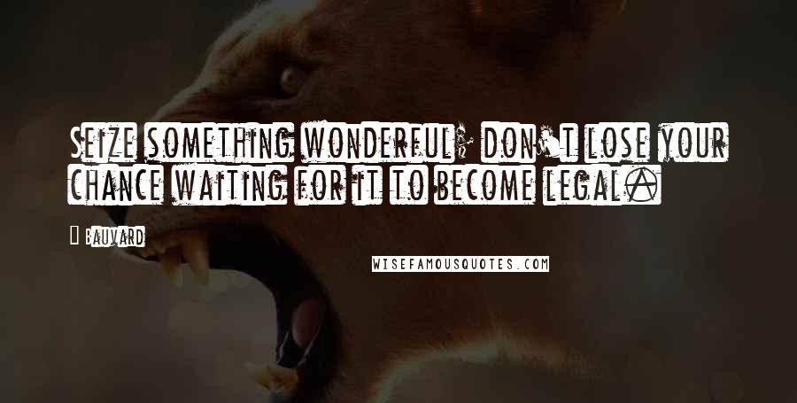 Bauvard Quotes: Seize something wonderful; don't lose your chance waiting for it to become legal.