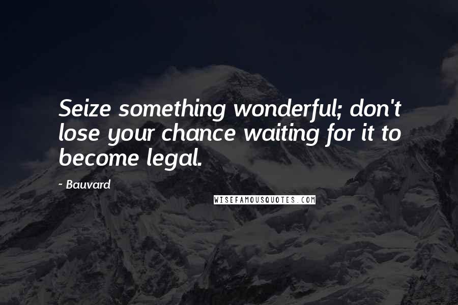 Bauvard Quotes: Seize something wonderful; don't lose your chance waiting for it to become legal.