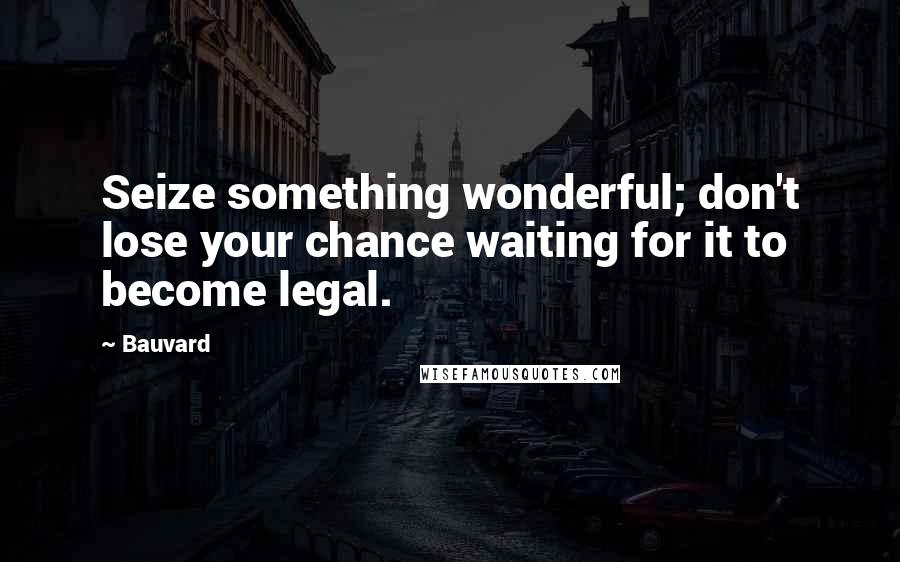 Bauvard Quotes: Seize something wonderful; don't lose your chance waiting for it to become legal.