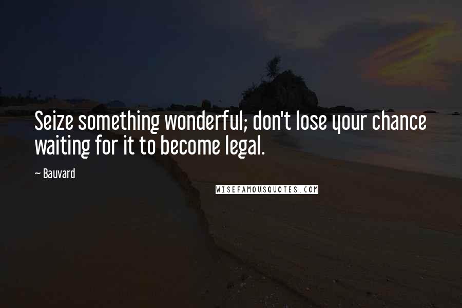 Bauvard Quotes: Seize something wonderful; don't lose your chance waiting for it to become legal.
