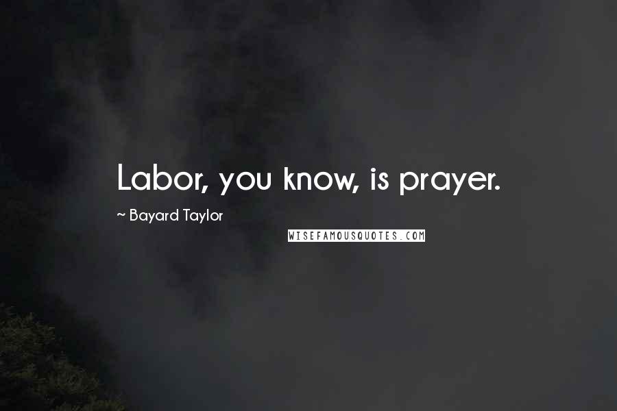 Bayard Taylor Quotes: Labor, you know, is prayer.