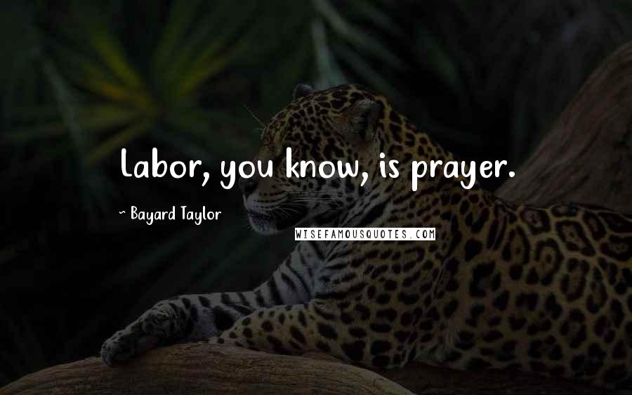 Bayard Taylor Quotes: Labor, you know, is prayer.