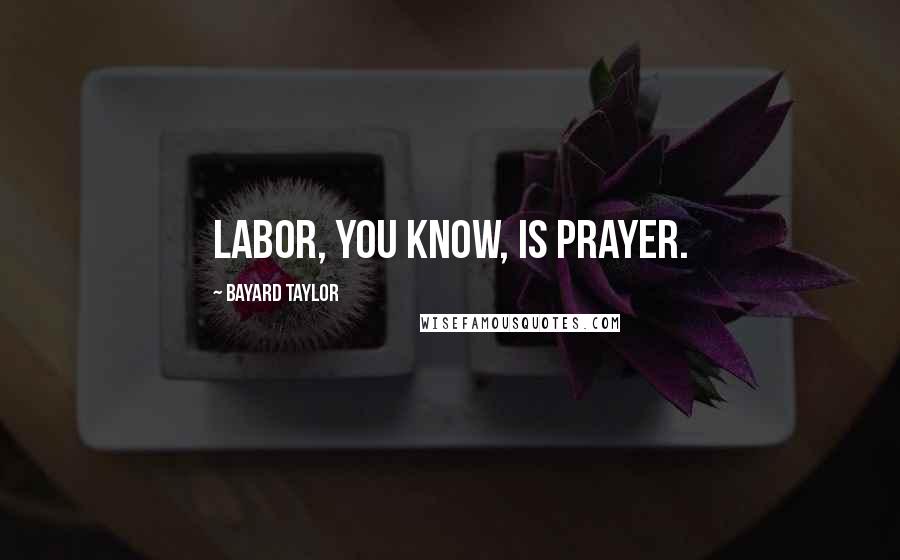 Bayard Taylor Quotes: Labor, you know, is prayer.