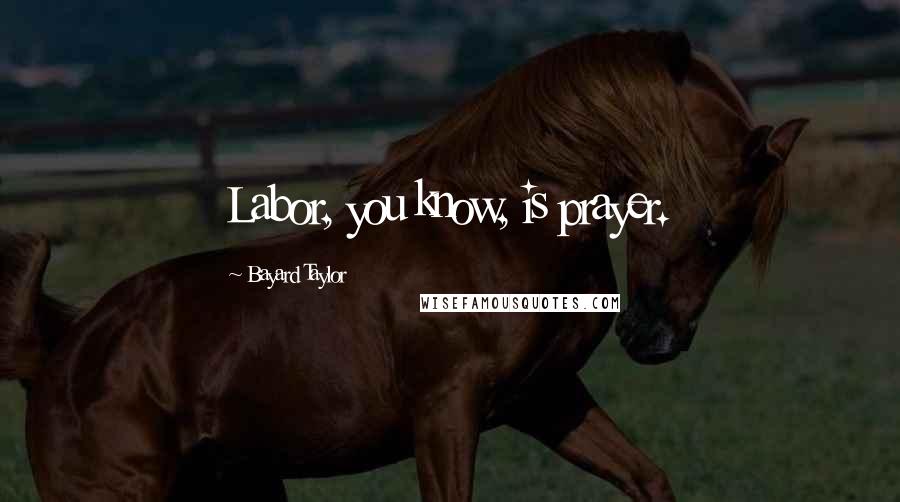 Bayard Taylor Quotes: Labor, you know, is prayer.