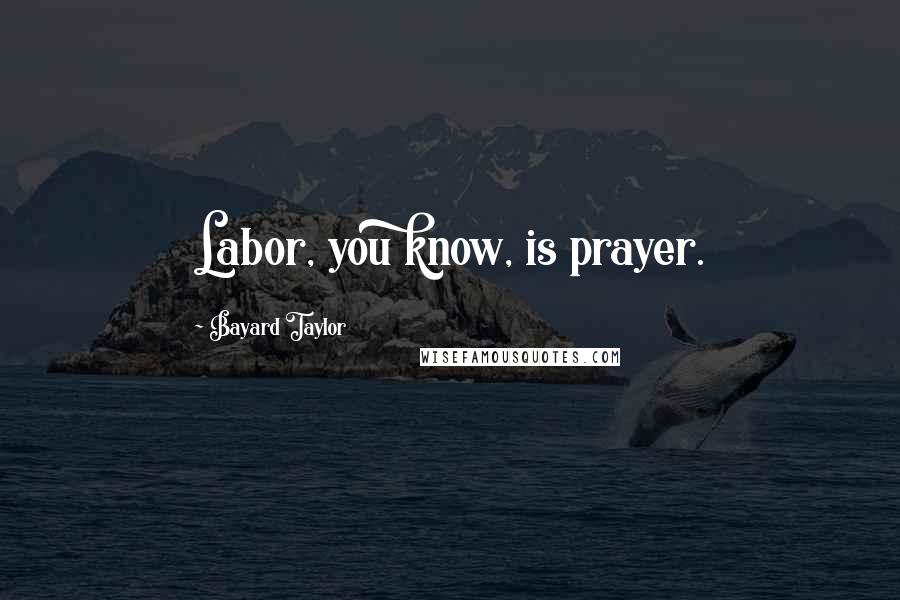 Bayard Taylor Quotes: Labor, you know, is prayer.