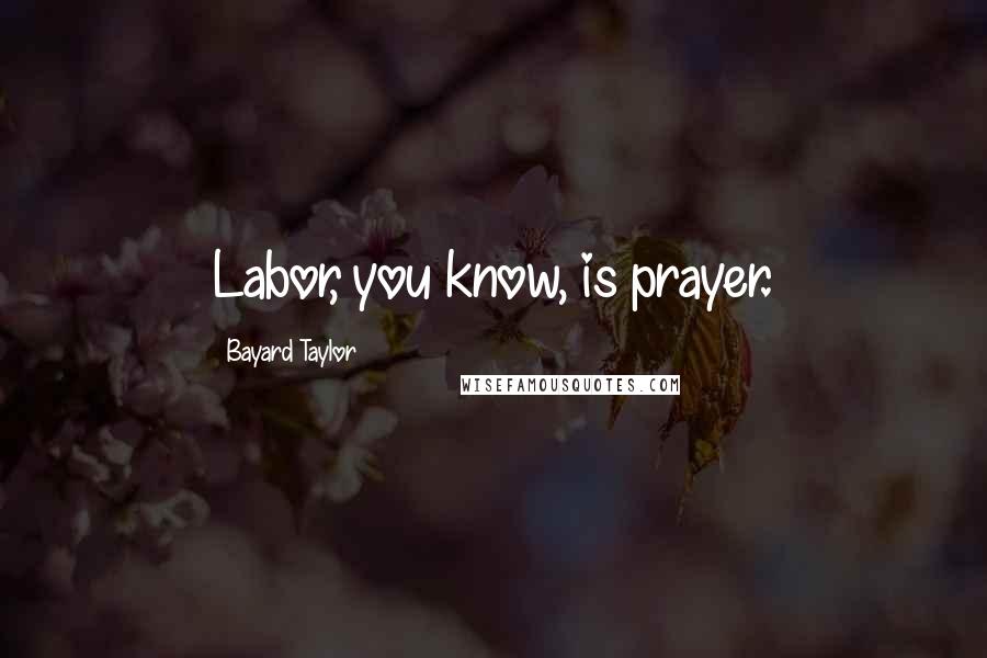 Bayard Taylor Quotes: Labor, you know, is prayer.