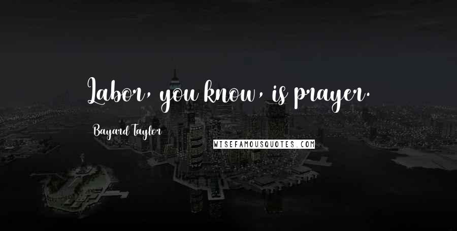 Bayard Taylor Quotes: Labor, you know, is prayer.