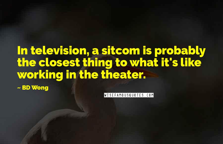 BD Wong Quotes: In television, a sitcom is probably the closest thing to what it's like working in the theater.