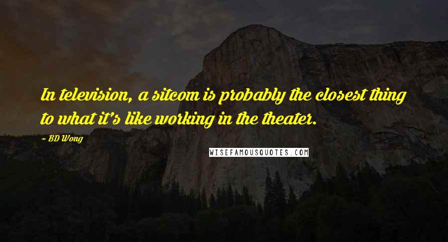 BD Wong Quotes: In television, a sitcom is probably the closest thing to what it's like working in the theater.