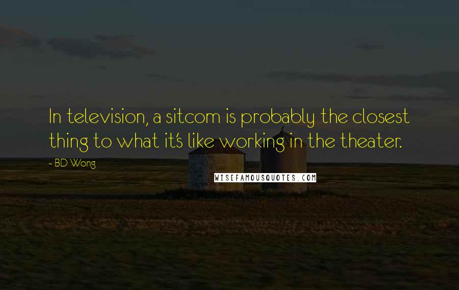 BD Wong Quotes: In television, a sitcom is probably the closest thing to what it's like working in the theater.