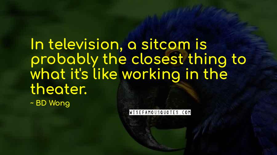 BD Wong Quotes: In television, a sitcom is probably the closest thing to what it's like working in the theater.