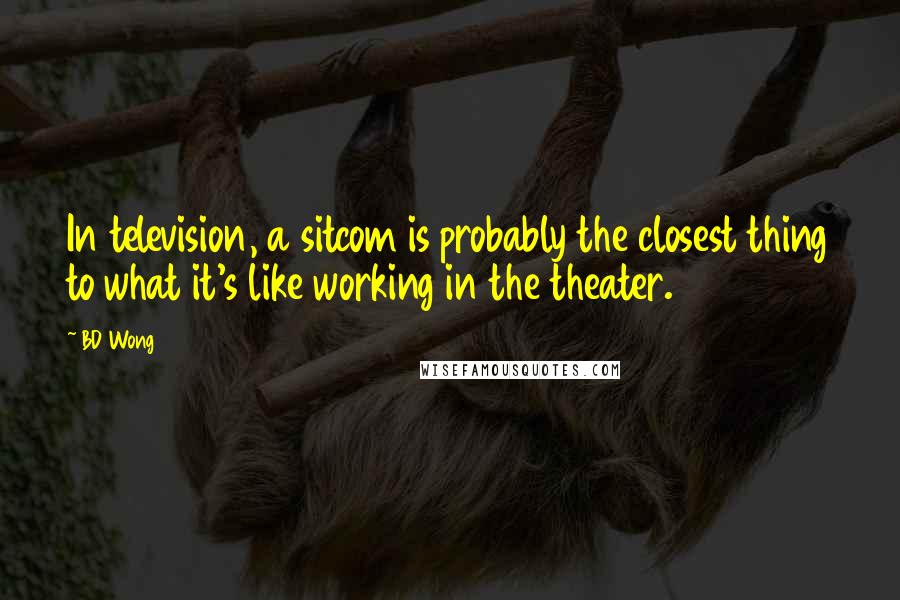 BD Wong Quotes: In television, a sitcom is probably the closest thing to what it's like working in the theater.