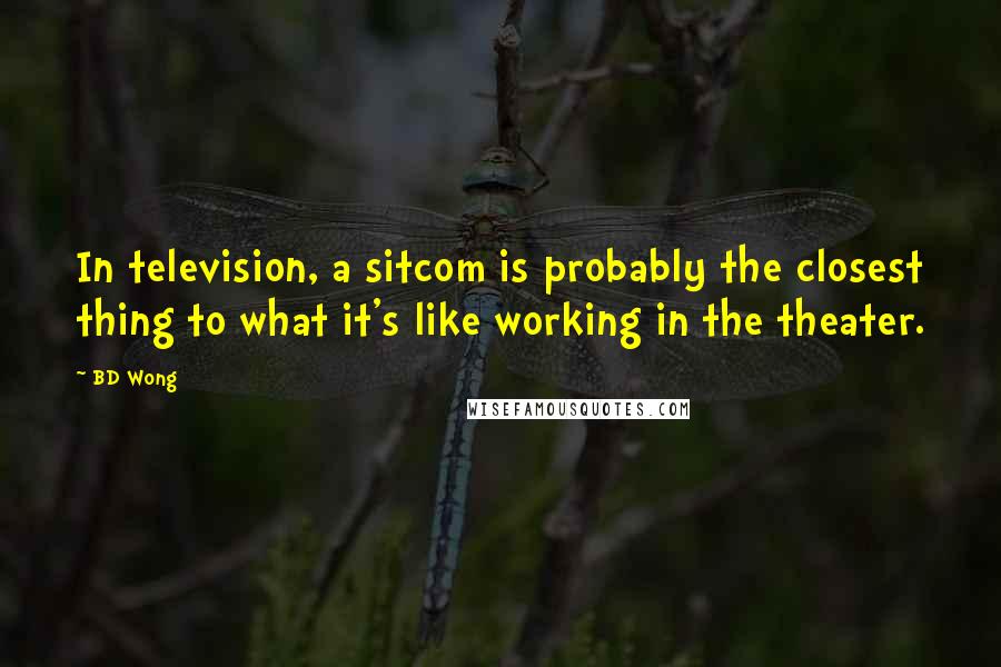 BD Wong Quotes: In television, a sitcom is probably the closest thing to what it's like working in the theater.