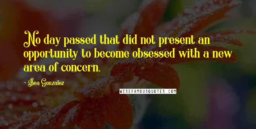 Bea Gonzalez Quotes: No day passed that did not present an opportunity to become obsessed with a new area of concern.