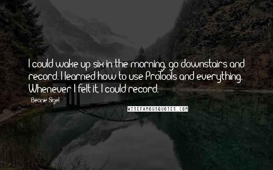 Beanie Sigel Quotes: I could wake up six in the morning, go downstairs and record. I learned how to use ProTools and everything. Whenever I felt it, I could record.
