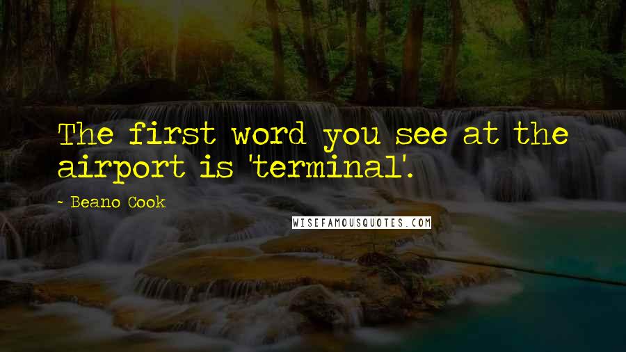 Beano Cook Quotes: The first word you see at the airport is 'terminal'.