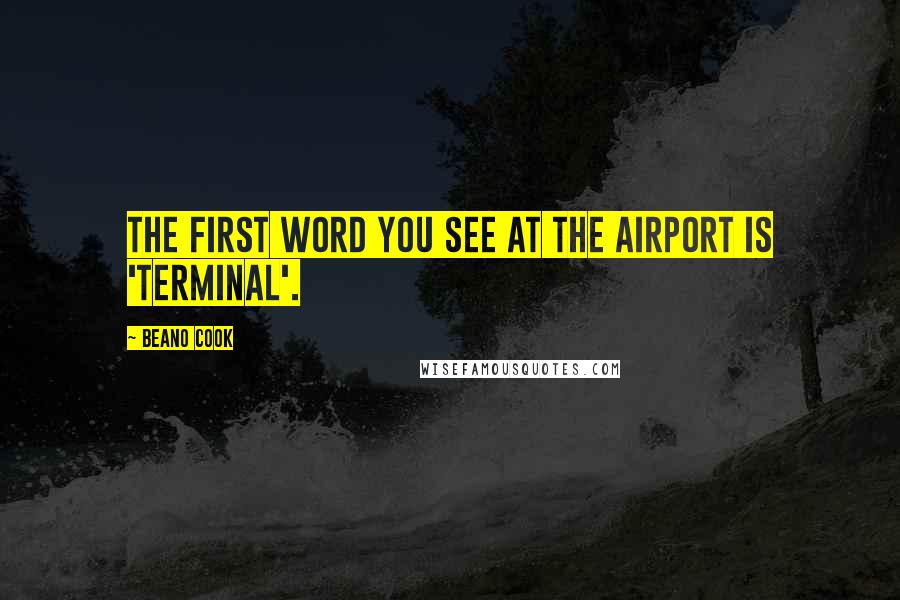 Beano Cook Quotes: The first word you see at the airport is 'terminal'.