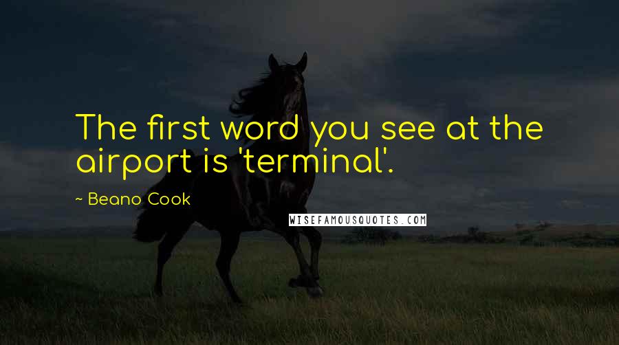 Beano Cook Quotes: The first word you see at the airport is 'terminal'.