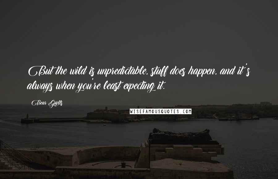 Bear Grylls Quotes: But the wild is unpredictable, stuff does happen, and it's always when you're least expecting it.