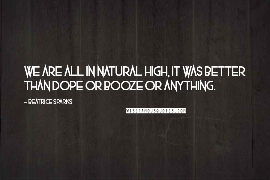 Beatrice Sparks Quotes: We are all in natural high, It was better than dope or booze or anything.