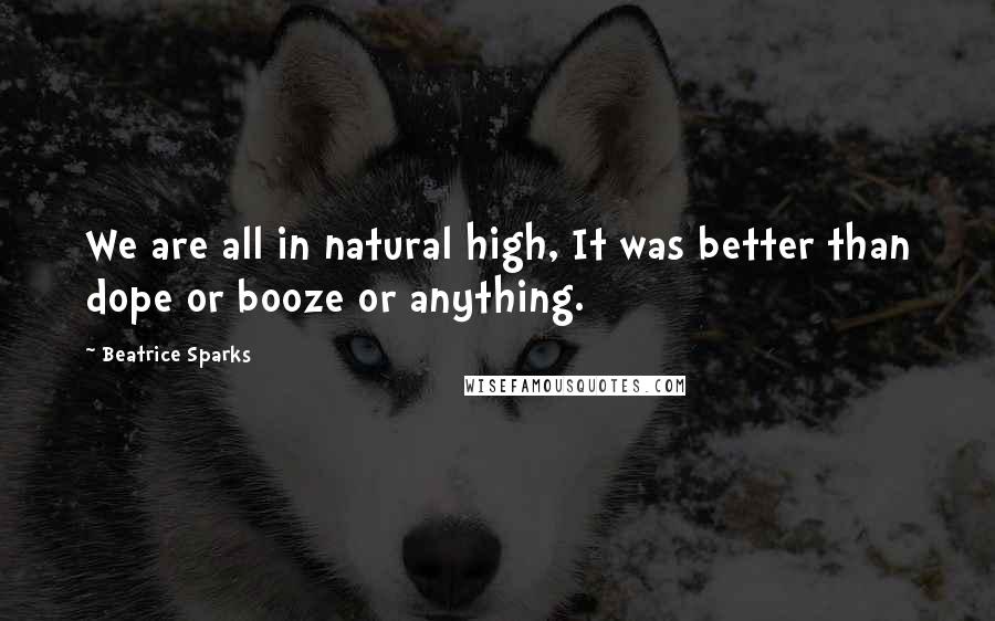 Beatrice Sparks Quotes: We are all in natural high, It was better than dope or booze or anything.