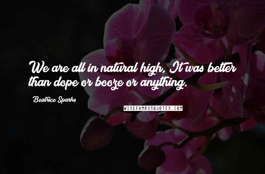 Beatrice Sparks Quotes: We are all in natural high, It was better than dope or booze or anything.