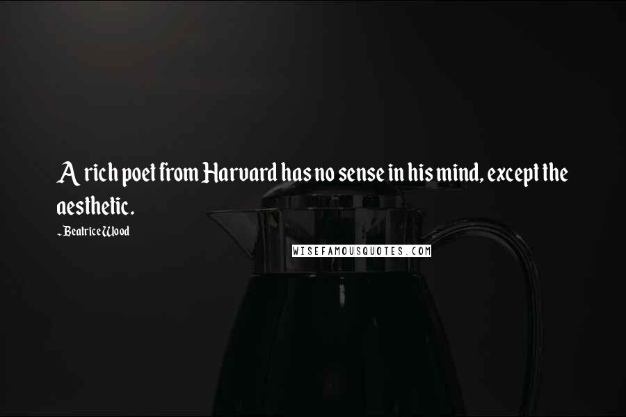 Beatrice Wood Quotes: A rich poet from Harvard has no sense in his mind, except the aesthetic.