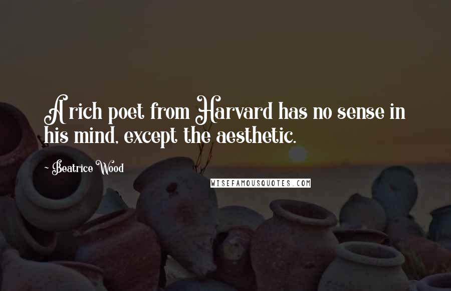 Beatrice Wood Quotes: A rich poet from Harvard has no sense in his mind, except the aesthetic.
