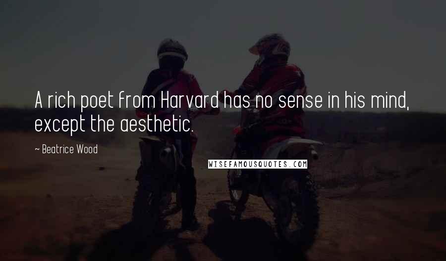 Beatrice Wood Quotes: A rich poet from Harvard has no sense in his mind, except the aesthetic.