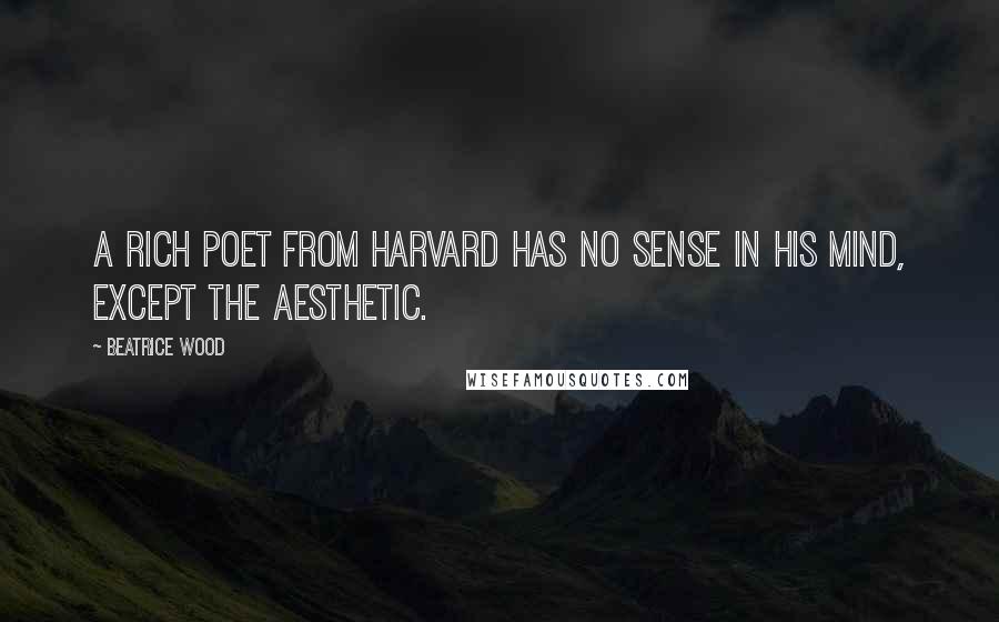 Beatrice Wood Quotes: A rich poet from Harvard has no sense in his mind, except the aesthetic.