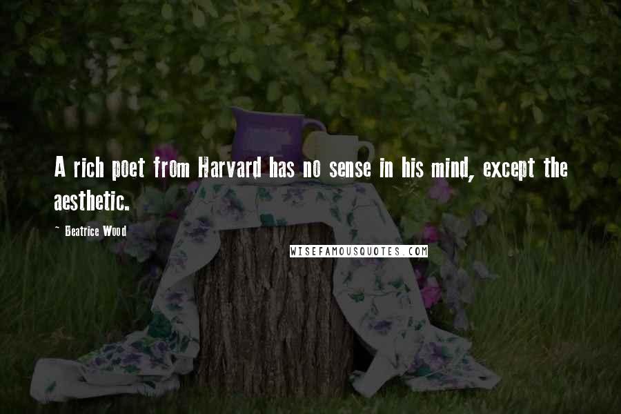 Beatrice Wood Quotes: A rich poet from Harvard has no sense in his mind, except the aesthetic.