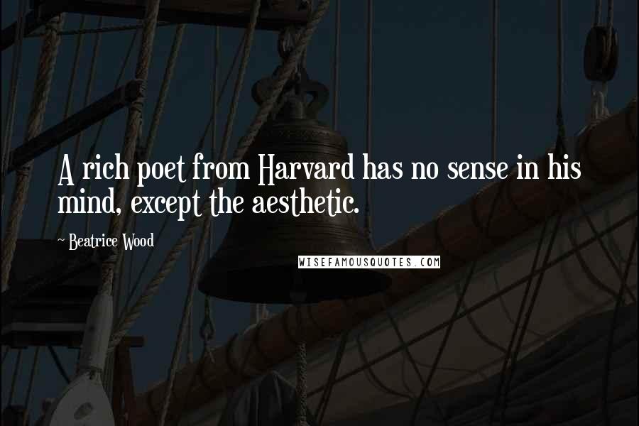Beatrice Wood Quotes: A rich poet from Harvard has no sense in his mind, except the aesthetic.