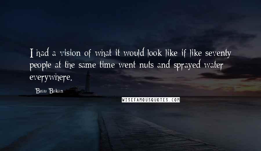 Beau Bokan Quotes: I had a vision of what it would look like if like seventy people at the same time went nuts and sprayed water everywhere.