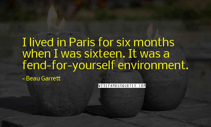 Beau Garrett Quotes: I lived in Paris for six months when I was sixteen. It was a fend-for-yourself environment.