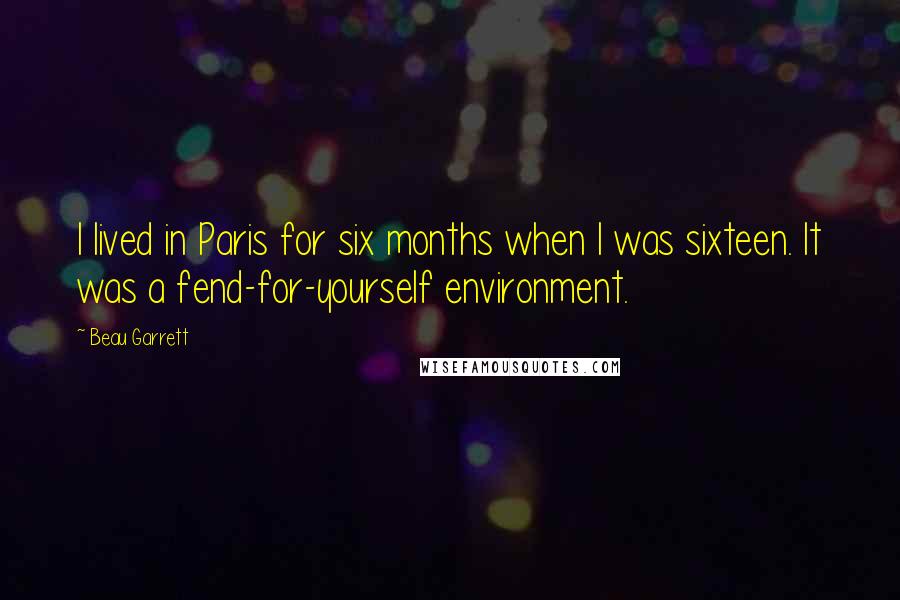 Beau Garrett Quotes: I lived in Paris for six months when I was sixteen. It was a fend-for-yourself environment.