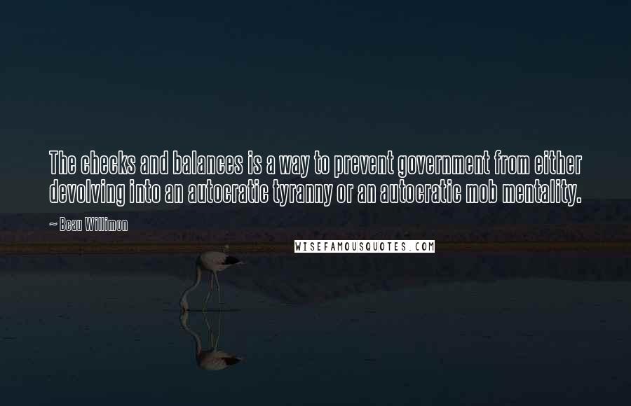 Beau Willimon Quotes: The checks and balances is a way to prevent government from either devolving into an autocratic tyranny or an autocratic mob mentality.