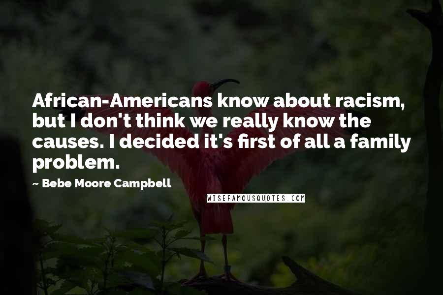 Bebe Moore Campbell Quotes: African-Americans know about racism, but I don't think we really know the causes. I decided it's first of all a family problem.