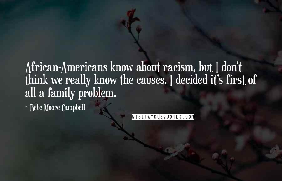 Bebe Moore Campbell Quotes: African-Americans know about racism, but I don't think we really know the causes. I decided it's first of all a family problem.