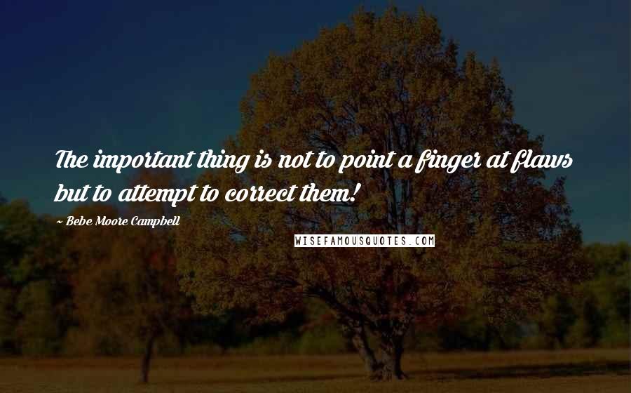 Bebe Moore Campbell Quotes: The important thing is not to point a finger at flaws but to attempt to correct them!