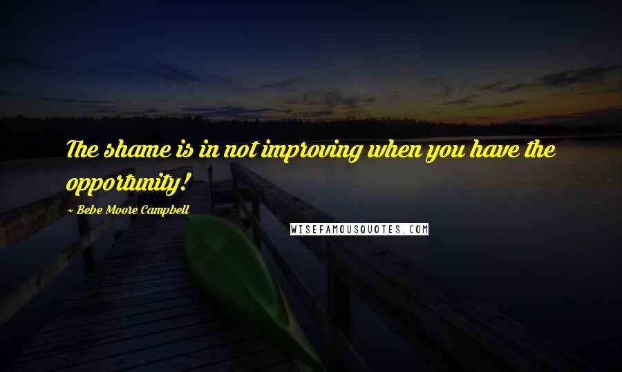 Bebe Moore Campbell Quotes: The shame is in not improving when you have the opportunity!