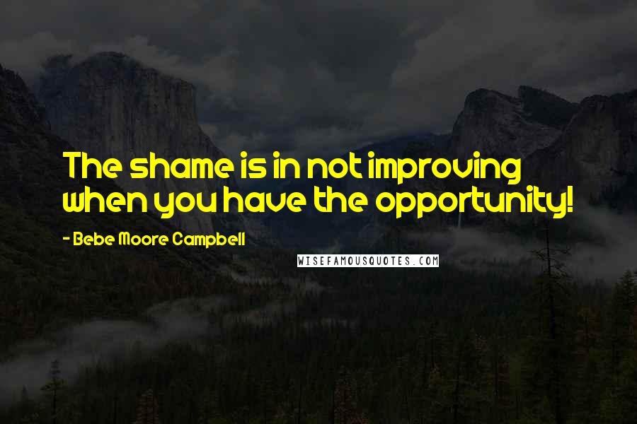 Bebe Moore Campbell Quotes: The shame is in not improving when you have the opportunity!