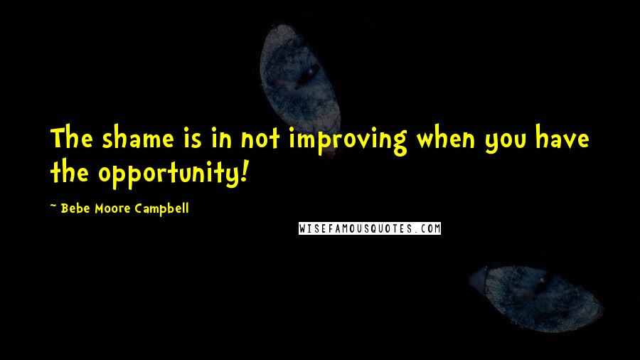 Bebe Moore Campbell Quotes: The shame is in not improving when you have the opportunity!