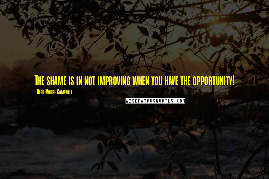 Bebe Moore Campbell Quotes: The shame is in not improving when you have the opportunity!