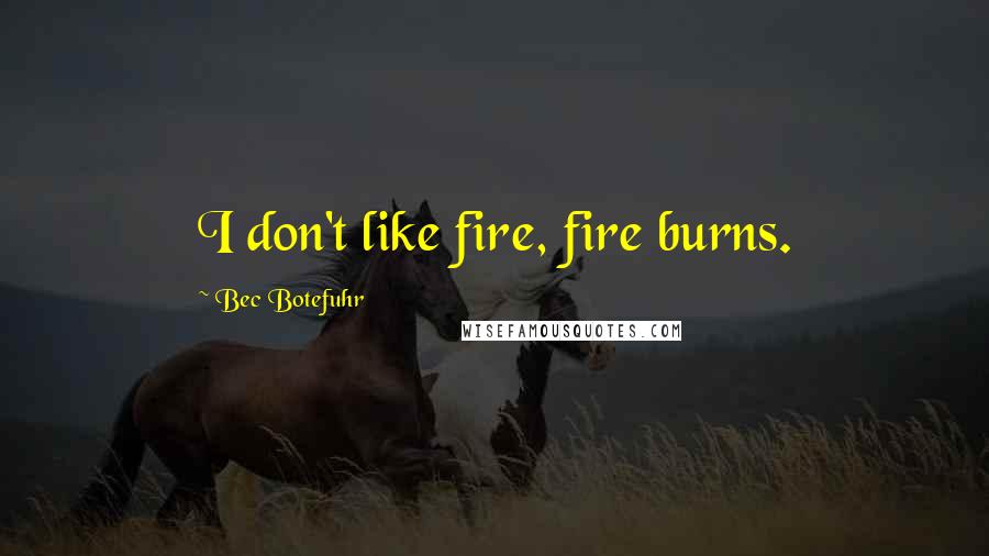Bec Botefuhr Quotes: I don't like fire, fire burns.