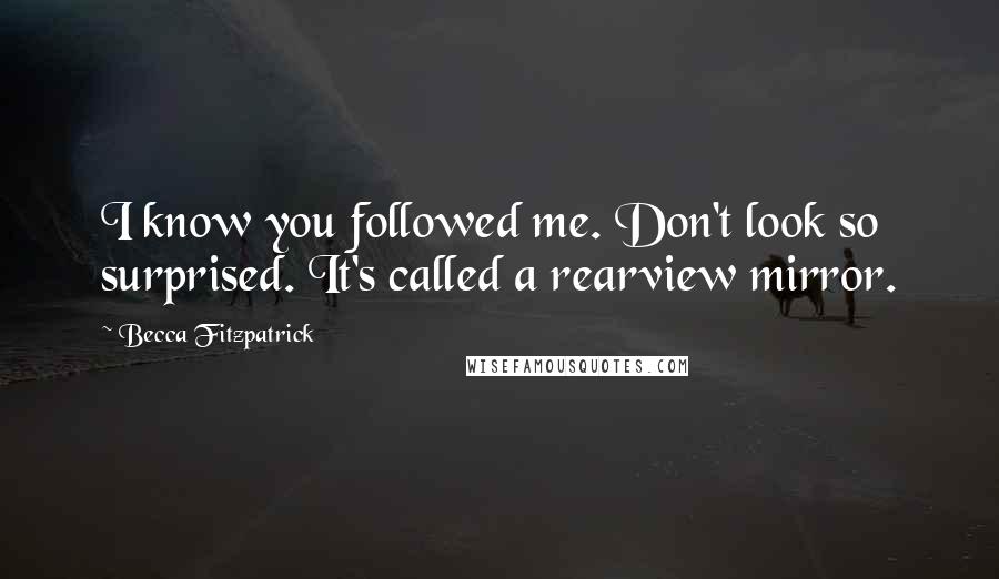 Becca Fitzpatrick Quotes: I know you followed me. Don't look so surprised. It's called a rearview mirror.