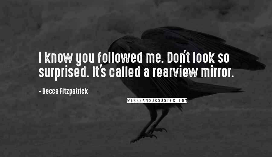 Becca Fitzpatrick Quotes: I know you followed me. Don't look so surprised. It's called a rearview mirror.