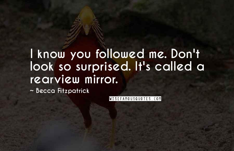 Becca Fitzpatrick Quotes: I know you followed me. Don't look so surprised. It's called a rearview mirror.