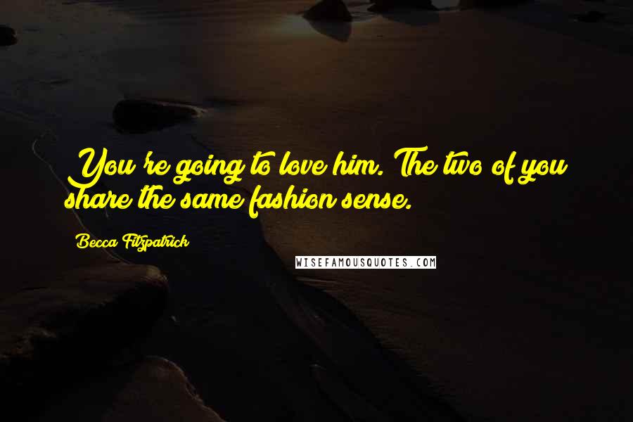 Becca Fitzpatrick Quotes: You're going to love him. The two of you share the same fashion sense.