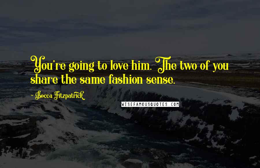 Becca Fitzpatrick Quotes: You're going to love him. The two of you share the same fashion sense.